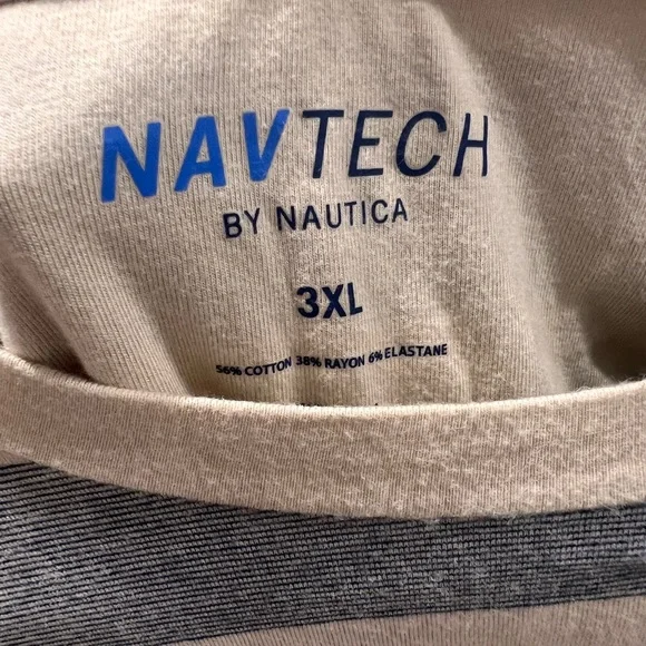 Nautica Gray and Cream Striped Short Sleeve Tee - Picture 3 of 4